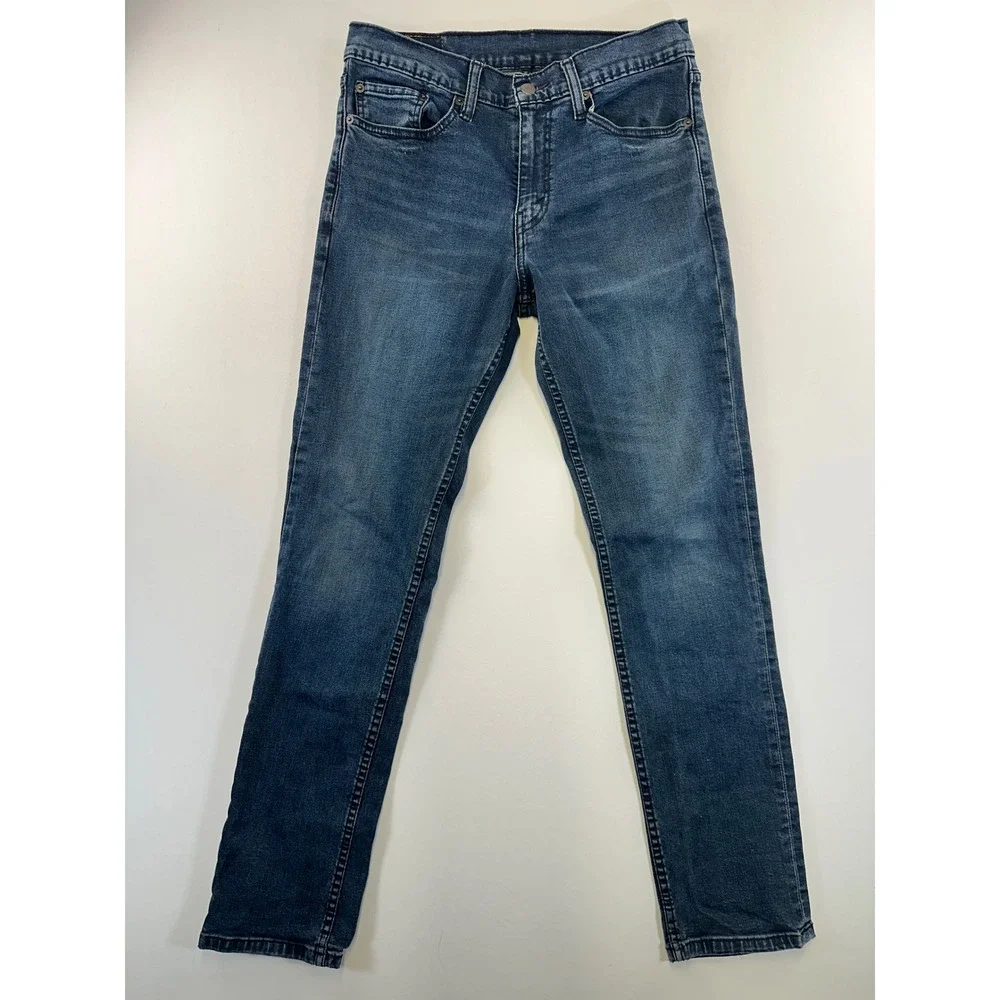 Levi's 511 Slim Fit Stretch Jeans Mens W32 L32 Blue‎ Denim Five Pocket Whiskers